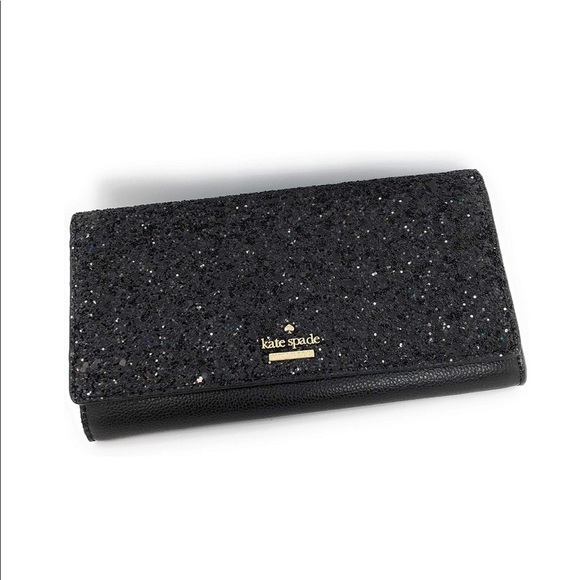 Kate Spade Black Milou Laurel Way Glitter Wristlet - Picture 3 of 7